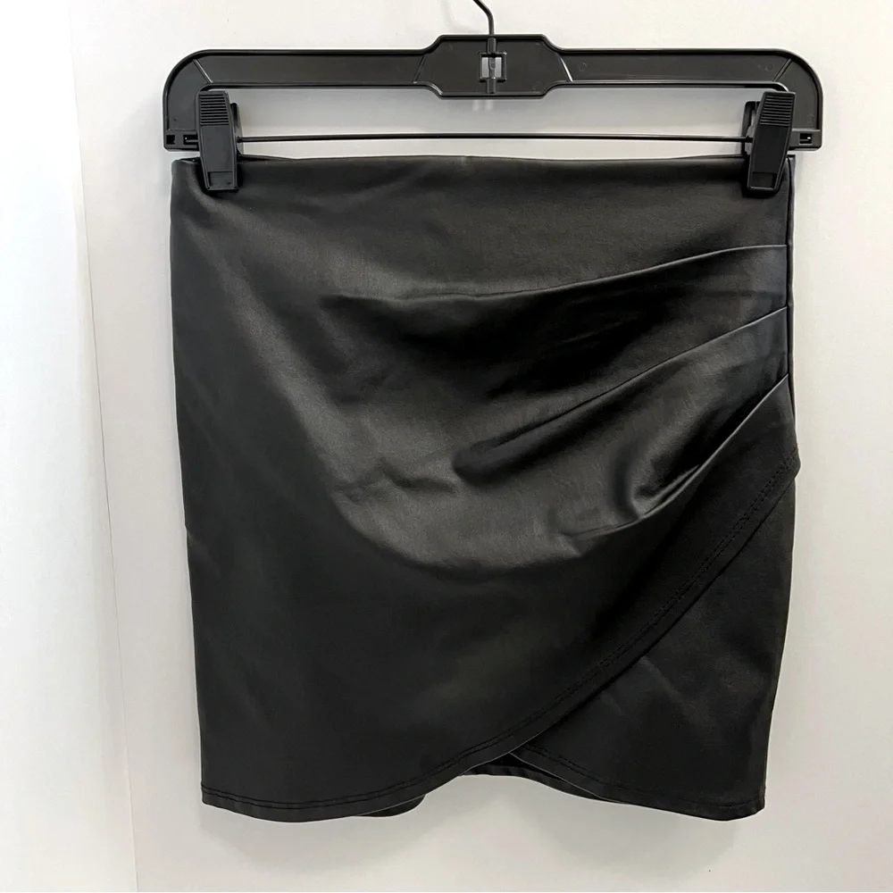 AKIRA Front Wrap Mini Skirt-Black - Picture 8 of 10
